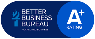 Shane Fisk Roofing is a Better Business Bureau Accredited Business badge with an A+ rating.