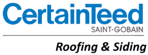 CertainTeed Saint-Gobain logo with the text "Roofing & Siding" below in black letters.