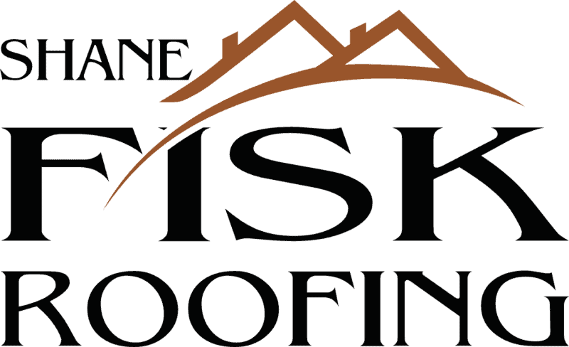 Shane Fisk Roofing Logo with Sienna Brown roof icon and black text.