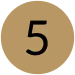 A black number 5 centered on a solid gold circle.