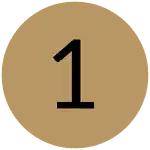 A black number 1 centered on a solid gold circle.